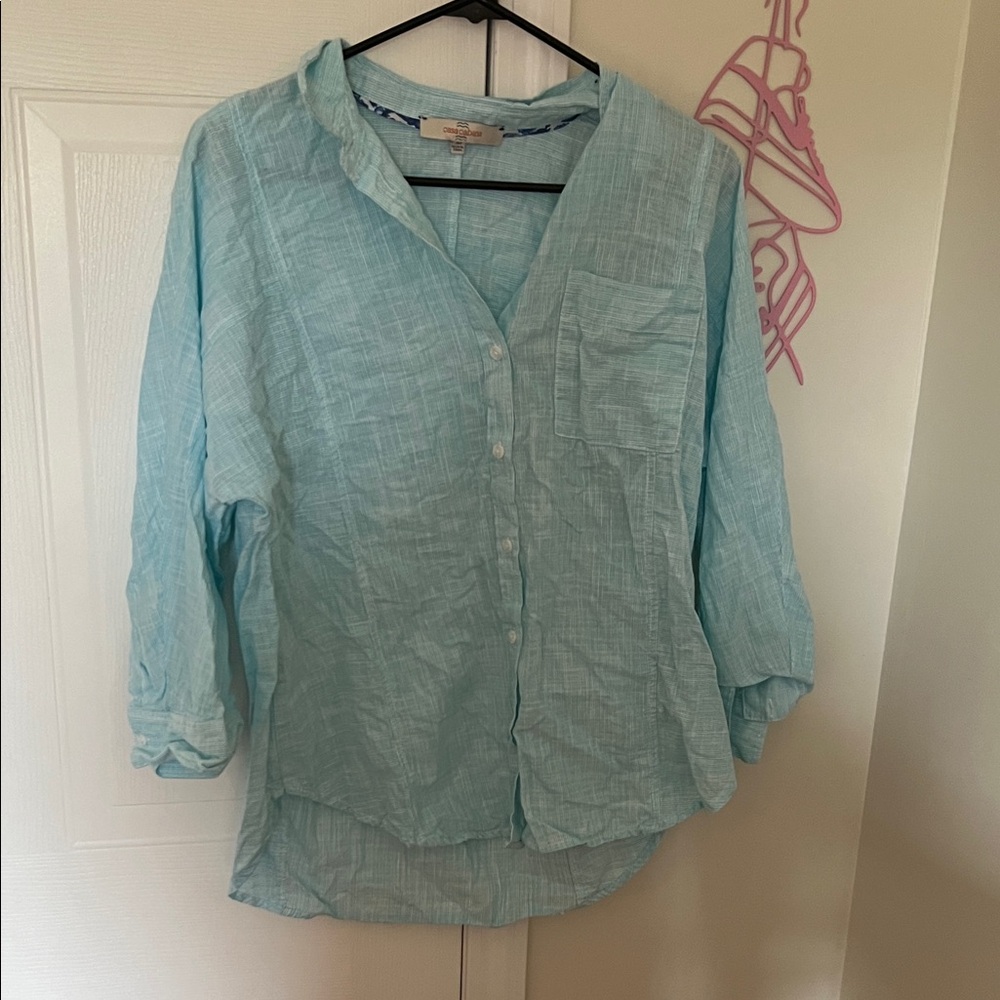Chic Aqua Button-Down Shirt